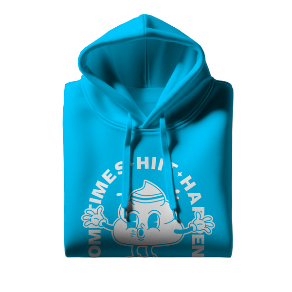 Zusammengelegter Hoodie von Heller's HIIT mit dem Retro-Maskottchen